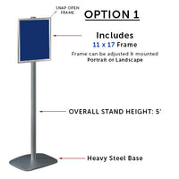 POSTO-STAND™ Multi-Size Snap Frame Floor Display Stand with Metal Literature Holder