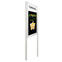 Outdoor Dry Erase Marker Board Swing Cases with Header, Lights and Leg Posts (Black Board)