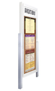 Outdoor Enclosed Menu Cases with Header, Lights & Leg Posts (Single Door)