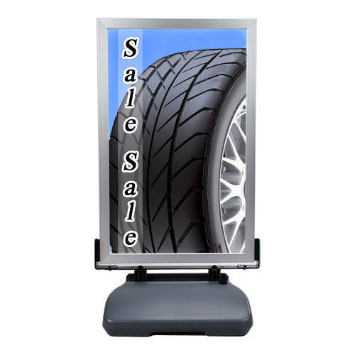 28x44 Outdoor Heavy Duty Curb and Sidewalk Sign Holder for XL Poster Graphics | Double-Sided Snap Frame