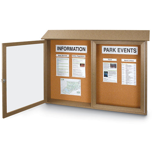 60x24 Message Center Hinged with 2 Doors (OPEN VIEW) - POSTS INCLUDED