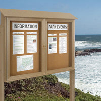 Free Standing 60x36 Double Door Message Cork Board is Perfect for Outdoor Postings
