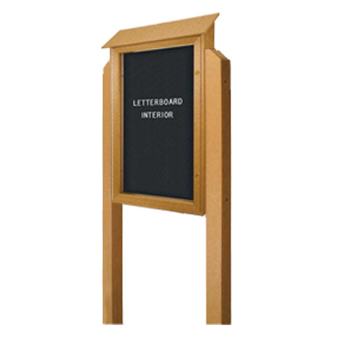 OUTDOOR LETTER MESSAGE CENTER 24x48 with POSTS (LEFT Hinged with SINGLE DOOR)