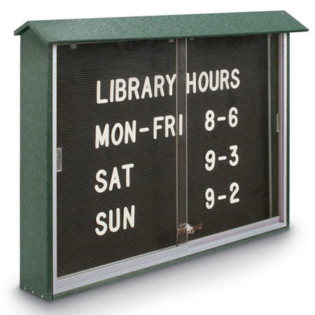 Standing 40 x 40 Outdoor Message Center Letter Board + Sliding Doors -6  Wood Faux Finishes – FloorStands