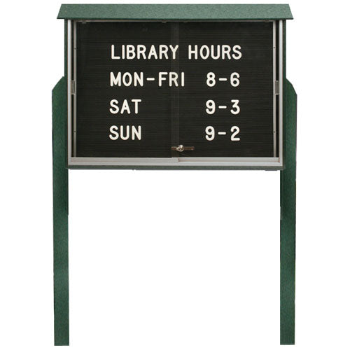 Standing 45 x 36 Outdoor Message Center Letter Board + Sliding Doors -6 ...