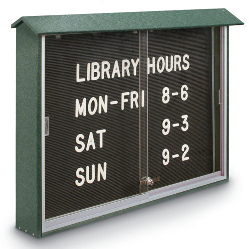 Standing 48 x 36 Outdoor Message Center Letter Board + Sliding Doors -6  Wood Faux Finishes – FloorStands