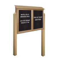 Double Door 60x36 Outdoor Letter Board Message Center with Posts