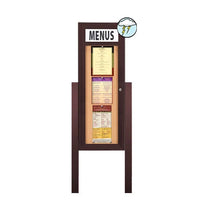 Outdoor Enclosed Menu Cases with Header, Lights & Leg Posts (Single Door)