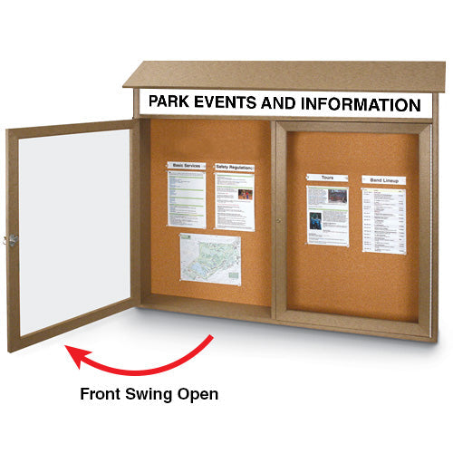 Behind Computer Post Board 60x30 Outdoor Message Center Cork Board with Header and Posts | 2 Doors ...