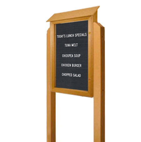 48x48 Outdoor Message Center LEFT Hinged with Letter Board and 2 Posts - Eco-Friendly Recycled Plastic Enclosed Information Board