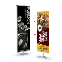 Poster Grip Snap-On Banner Stands For 36" Wide Posters or Banners - Adjustable Pole, Display One or Two Banner Signs