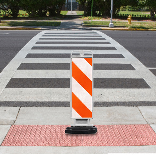 12" x 36" Prismatic White-Orange Vertical Panel is ideal for ensuring safety in any outdoor street or parking environment