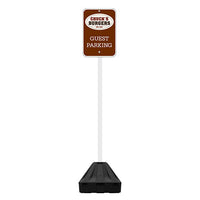 18" Rolling Outdoor Portable Parking Lot Sign with 60" Post | Shown with White Post and Black Base