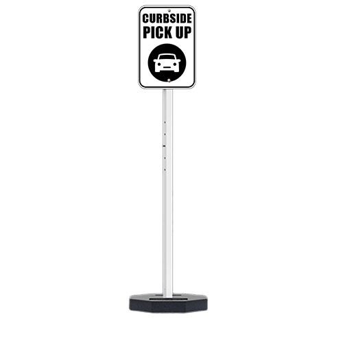  30 LBS Outdoor Portable Parking Lot Sign with 60" Post | Shown with White Post