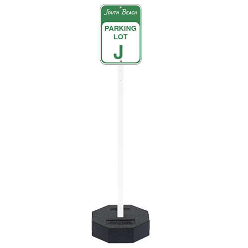 60 LBS Outdoor Portable Parking Lot Sign with 72" Post | Available in White or Black Post