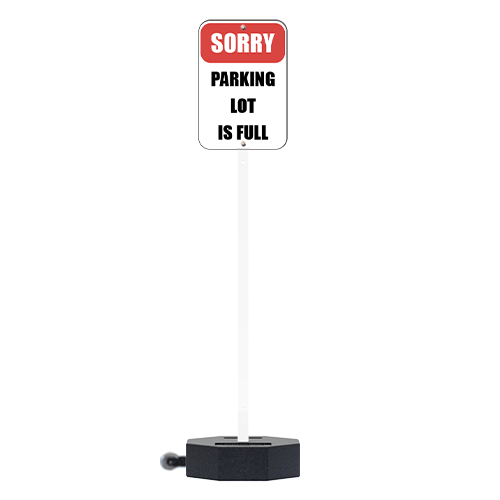 60 LBS Outdoor Portable Parking Lot Sign with Wheels and 72" Post | Black or White Posts