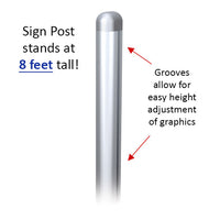 Graphic Clip POSTO-STAND is 8 Feet tall and is adjustable 