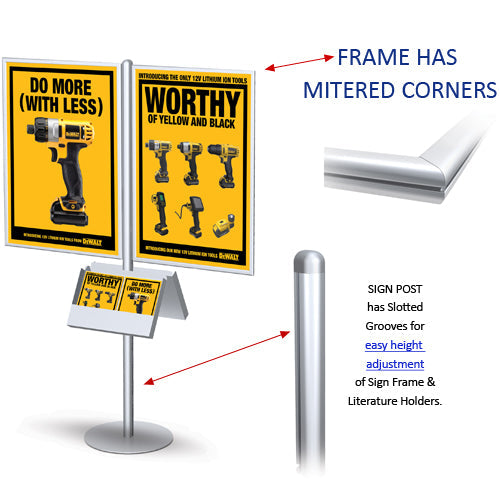 POSTO-STAND™ 24x36 Slide-in Sign Stand w Brochure Holders (TWO SIDED) –  FloorStands