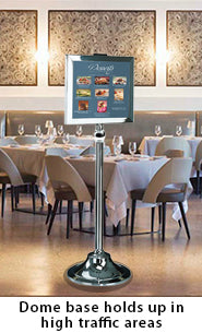 Polished Stainless Steel Single Post Stands Tall at 55.5"