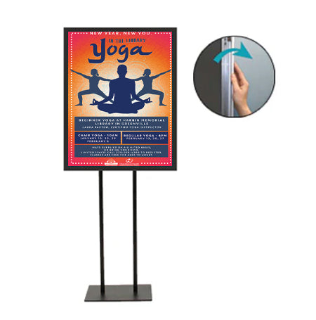 Double Pole Floor Stand 20x30 Sign Holder | Snap Frame 1 1/4" Wide