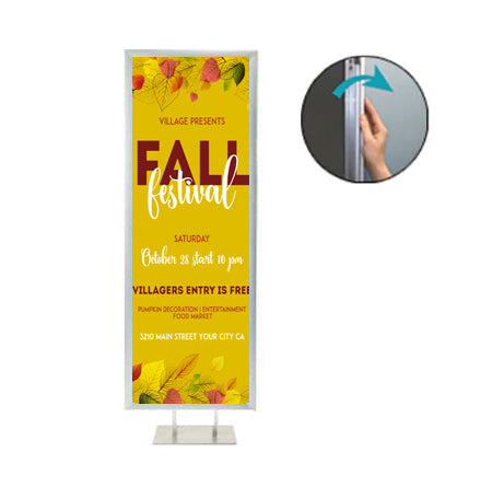 Double Pole Floor Stand 27x41 Sign Holder | Snap Frame 1 1/4" Wide