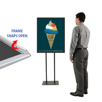Double Pole Poster Floor Stand 36x48 Sign Holder with SECURITY SCREWS on Snap Frame 1 1/4" Wide
