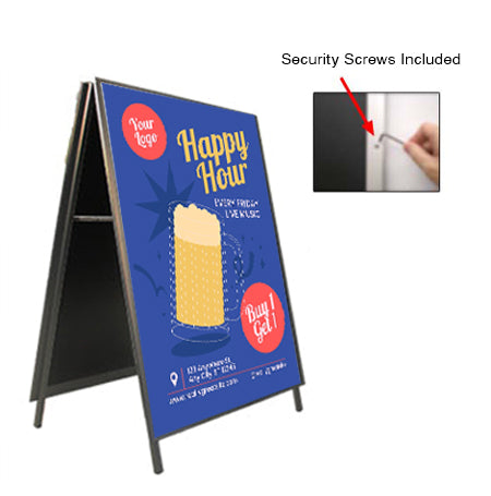 A-Frame 12x24 Sign Holder | with SECURITY SCREWS on Snap Frame 1 1/4" Wide