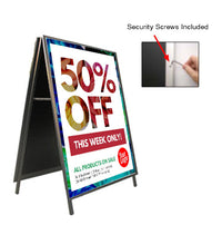 A-Frame 36x48 Sign Holder | with SECURITY SCREWS on Snap Frame 1 1/4" Wide