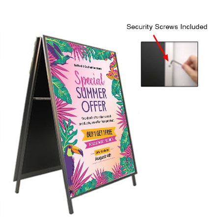 A-Frame 24x48 Sign Holder | with SECURITY SCREWS on Snap Frame 1 1/4" Wide