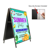 A-Frame 24x60 Sign Holder | with SECURITY SCREWS on Snap Frame 1 1/4" Wide