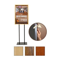 Double Pole Floor Stand 16x16 Sign Holder | Wood Snap Frame 1 1/4" Wide