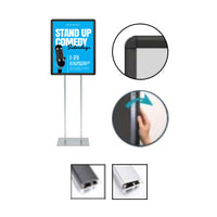 Double Pole Floor Stand 30x30 Sign Holder | Snap Frame (with Radius Corners)