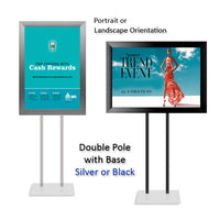 Double Pole Floor Stand 13x19 Sign Holder | Snap Frame 2 1/2" Wide