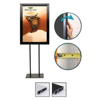 Double Pole Floor Stand 20x28 Sign Holder | Snap Frame 2 1/2" Wide