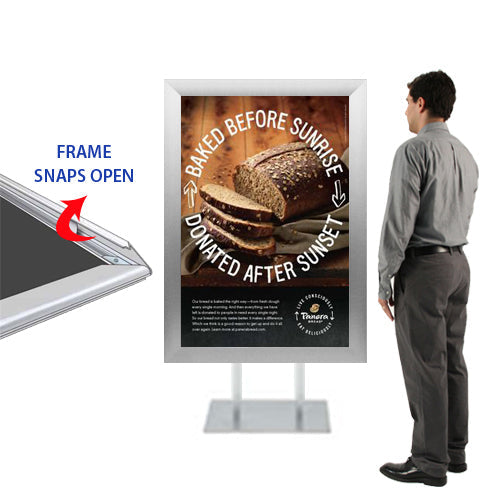 Double Pole Floor Stand 48x72 Sign Holder | Snap Frame 2 1/2" Wide
