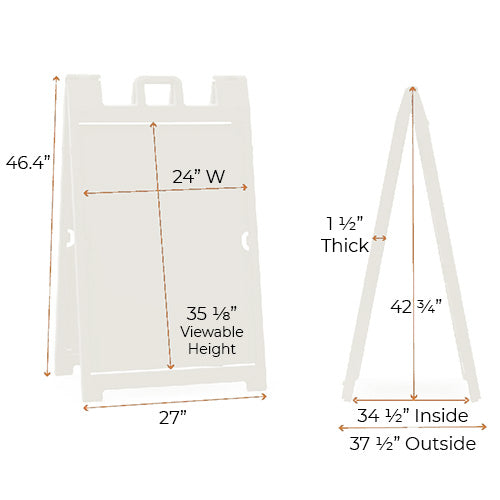 24x36 Two Sided Outdoor White Plastic A-Frame Stand with Slide-In Message Board Kits