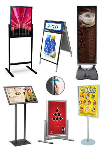 Floor Stand Poster Display Rack with 10 Swing Panels and Storage Bin –  SwingFrames4Sale