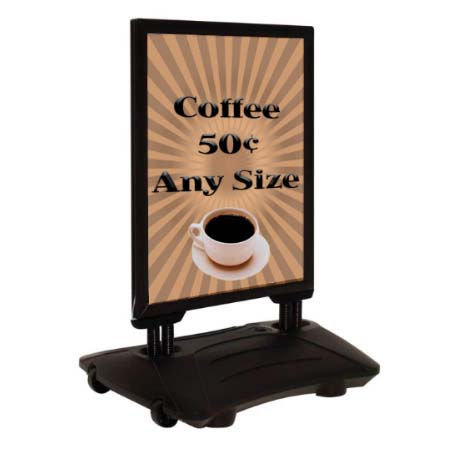 STREET-MASTER Rolling Wind Pavement Sign Stand + Fillable Water Base ...
