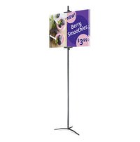 Slide-In Poster Display Floorstand SignHolder Travel Base 72 Inches | Shown in Black finish with single graphic