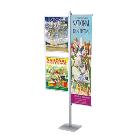 POSTO-STAND™ 8 Foot OFFSET Sign Holder Floor Stand for 22x28 Posters and Hemmed Graphics