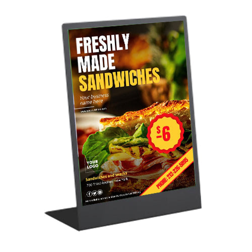 8 1/2 x 11 Countertop Sleeve Display - Angled Sign Frame Stand with Quick Change Slide-in Feature