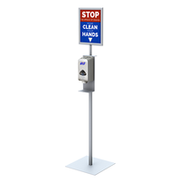 8.5x11 Pedestal Sign Holder with Hand Sanitizer Rack | Fast Changing Slide-In Frame Design