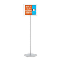 Value Line 11x17 Pedestal Sign Holder with Round Base and Top Load Slide-In Frame Design