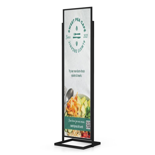 Tall 22x84 Large Poster Floor Stand with Weighted Base | Black Finish