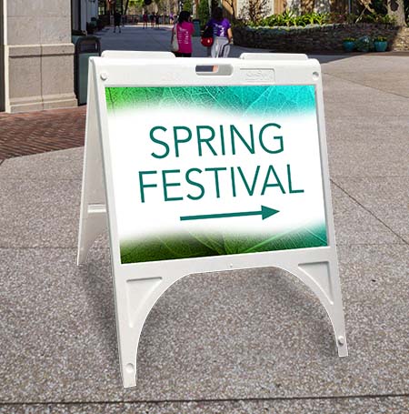 STREET-MASTER A-Board 24x18 Outdoor Sidewalk Plastic Sign Board A-Frame, 2-Sided - White