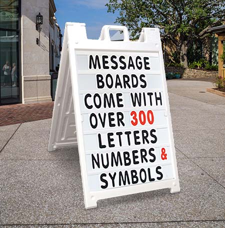 STREET-MASTER A-Board 22x28 Outdoor Sidewalk Plastic Sign Board A-Frame with Slide-In Reader Board Kit, 2-Sided White Letterboard