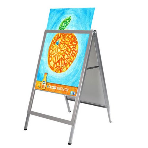 Slide your 24x36 Poster into the A-Board Sidewalk sign and gain maximum visibility for your promotion (shown in silver)