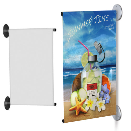 Wall Mount Poster Banner Display 24 Inches Wide with Two Poles ...