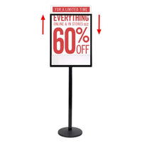 22x28 Poster Stand Steel Sign Holder, Slide-In Frame with Top Load, Quick Change Slot Design