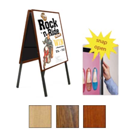 A-Frame 22x28 Sign Holder | with One or Two-Sided Wood Snap Frame + 1 1/4" Wide Profile in 3 Finishes